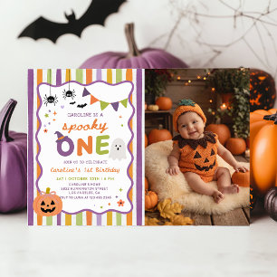 Farbige Gruselige Halloween-Geist Geburtstagsfoto Einladung