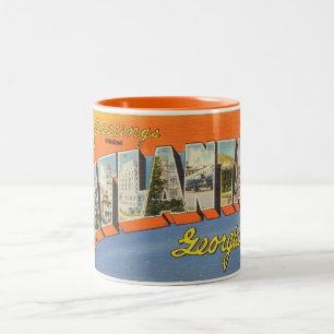 Farbige Grüße aus Atlanta Georgia im Vintage-Stil Zweifarbige Tasse