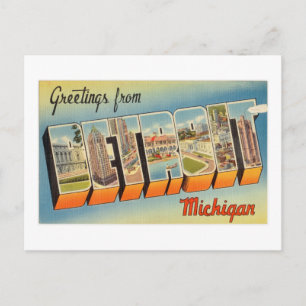 Farbige Grüße aus Detroit Michigan im Vintage-Stil Postkarte