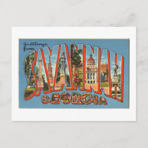 Farbige Grüße aus Savannah Georgia im Vintage-Stil Postkarte