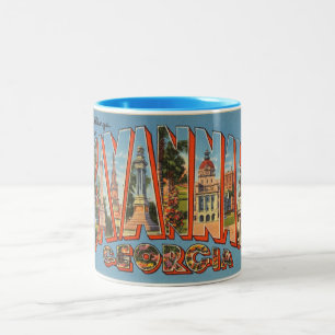 Farbige Grüße aus Savannah Georgia im Vintage-Stil Zweifarbige Tasse
