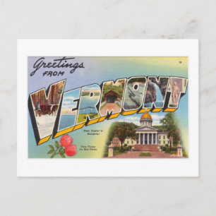 Farbige Grüße aus Vermont im Vintage-Stil Postkarte