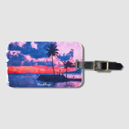 Farbige Guadeloupe Karibik Insel Wasserfarbe Gepäckanhänger