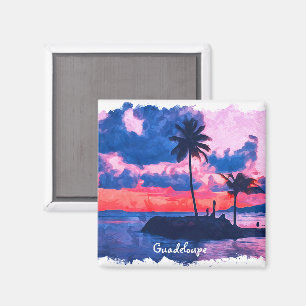 Farbige Guadeloupe Karibik Insel Wasserfarbe Magnet