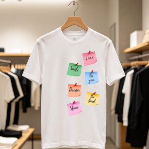 Farbige Haftnotizen Positive Motivationskunst T-Shirt