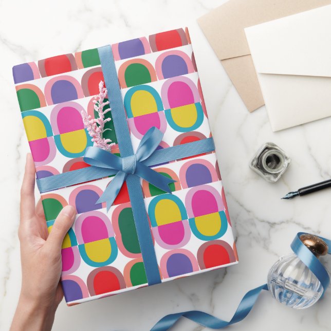 Farbige Halbkreis-Geometrie Geschenkpapier (Schenken)