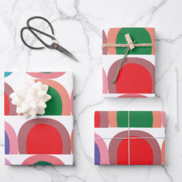 Farbige Halbkreis-Geometrie Geschenkpapier Set