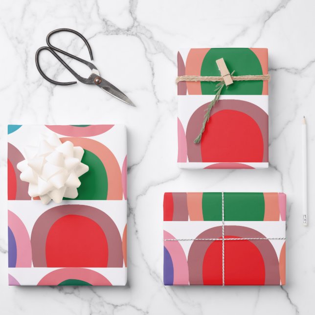 Farbige Halbkreis-Geometrie Geschenkpapier Set (Vorderseite)