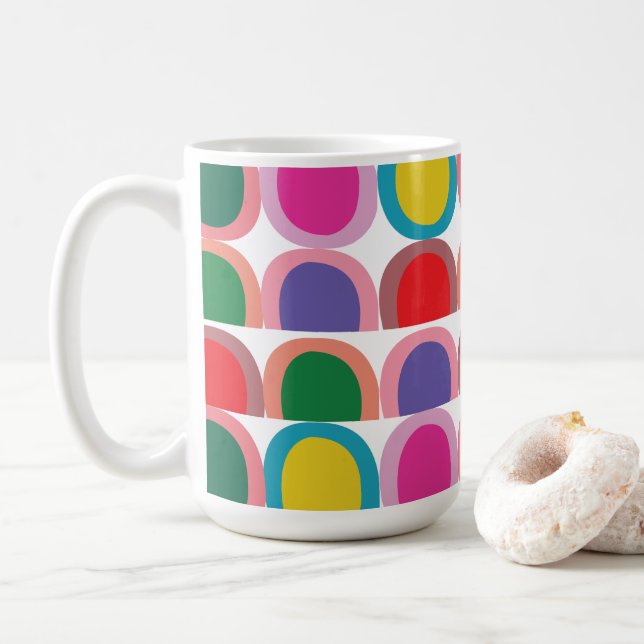 Farbige Halbkreis-Geometrie Kaffeetasse (Mit Donut)