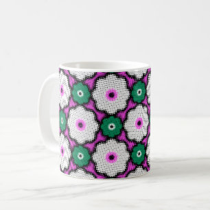 Farbige halftone Blume - rosa und grün Kaffeetasse