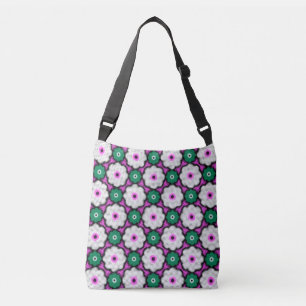 Farbige halftone Blume - rosa und grün Tragetaschen Mit Langen Trägern