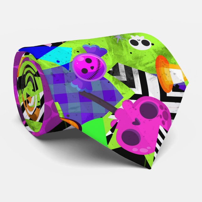 Farbige Halloween Art Krawatte (Gerollt)