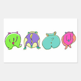Farbige Hamster-Hintern Rechteckiger Aufkleber