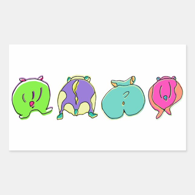 Farbige Hamster-Hintern Rechteckiger Aufkleber (Vorderseite)