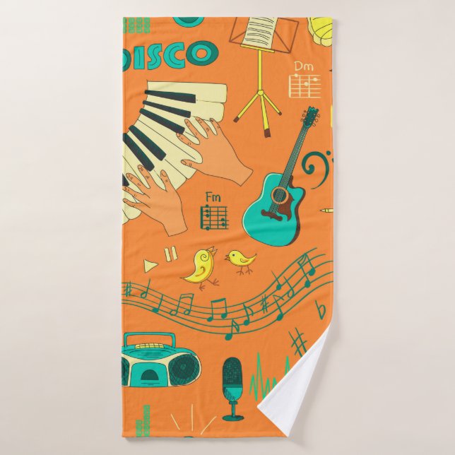 Farbige Hand gezeichnet Musikmuster Badehandtuch (Badehandtuch)