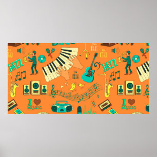 Farbige Hand gezeichnet Musikmuster Poster