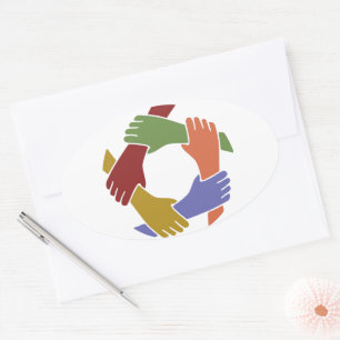 Farbige Handaufkleber Ovaler Aufkleber