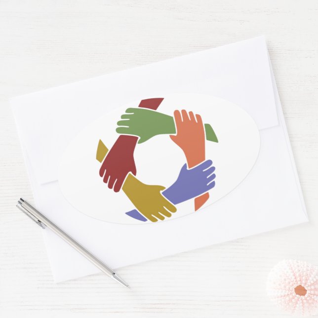 Farbige Handaufkleber Ovaler Aufkleber (Umschlag)