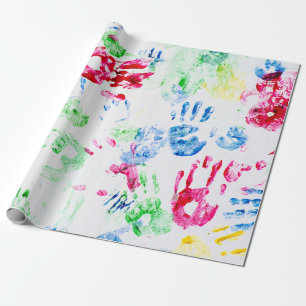 farbige Handdrucke für Jugendliche Geschenkpapier