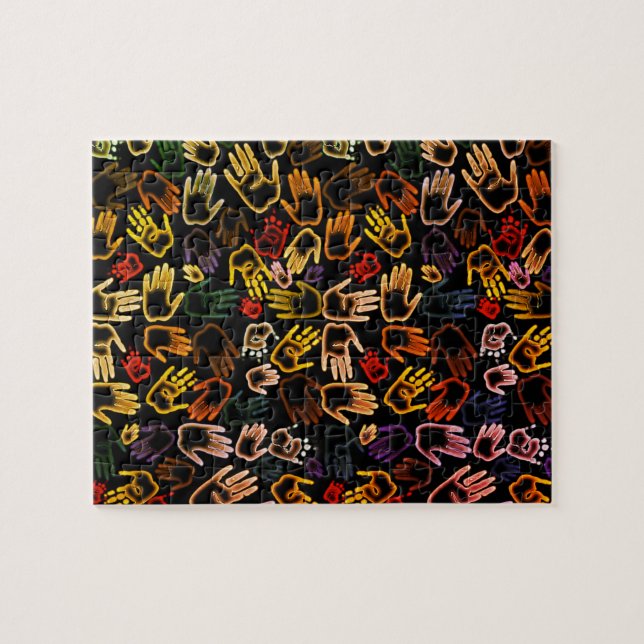 Farbige Handdrucke Puzzle (Horizontal)