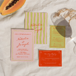 Farbige handgeschriebene Pinstripes whimmsige Hoch Einladung
