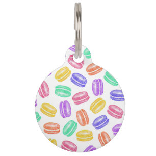 Farbige handgestrichene Macaroon-Cookies Haustiermarke