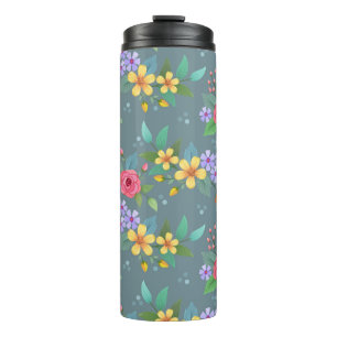 Farbige handgezeichnete Blume Muster Vintag Thermosbecher