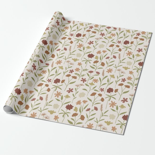 Farbige handgezeichnete Waldwildblume Geschenkpapier (Ungerollt)