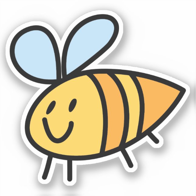 Farbige handgezogene Biene, maßgeschneidert Vinyl  Aufkleber (Vorderseite)