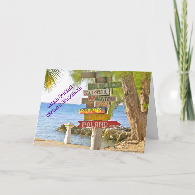 FARBIGE, HANDMADE-ZEICHEN AM RUM POINT GRAND CAYMA KARTE (Vorderseite)