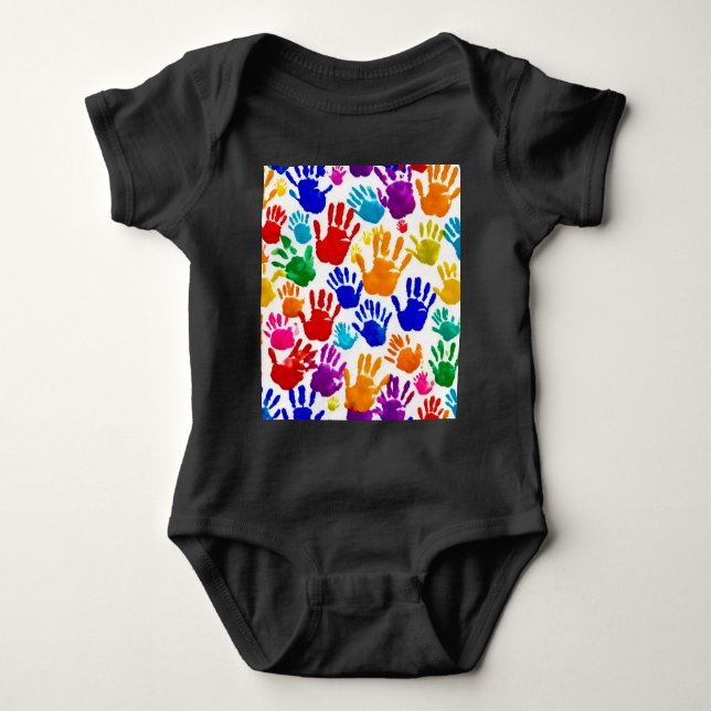 Farbige HandPrint Baby Strampler (Vorderseite)