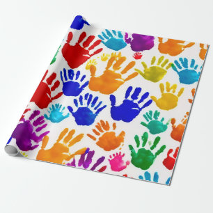 Farbige HandPrint Geschenkpapier