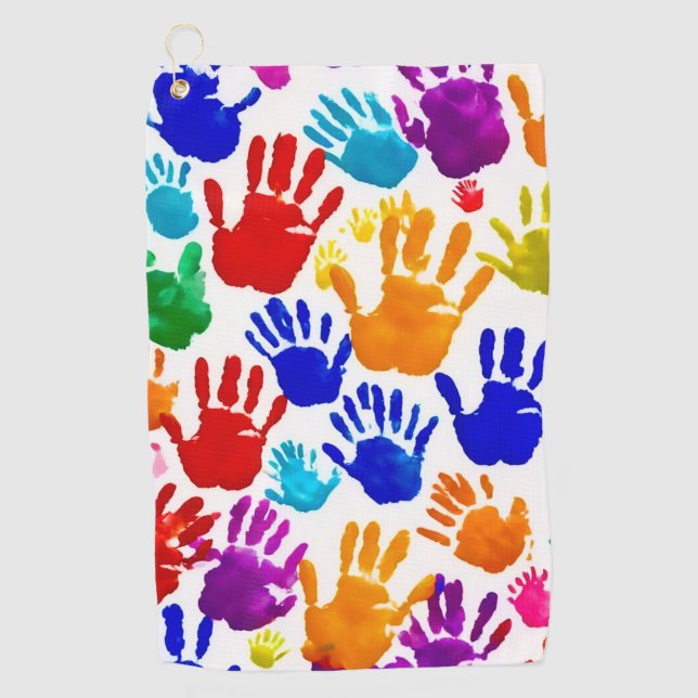Farbige HandPrint Golfhandtuch (Vorderseite)