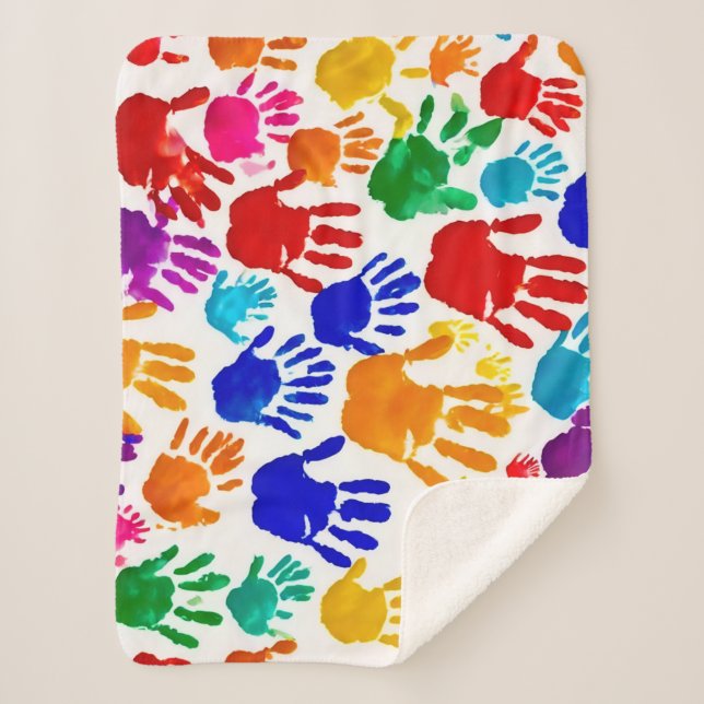 Farbige HandPrint Sherpadecke (Vorderseite)