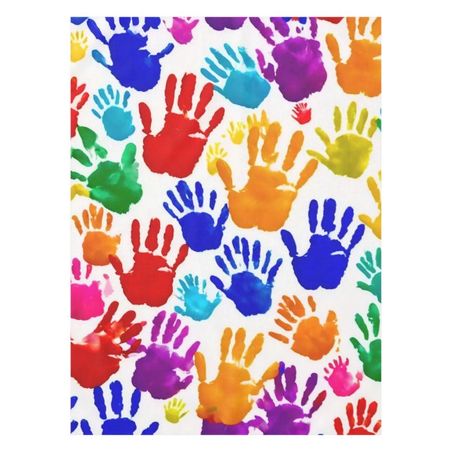 Farbige HandPrint Tischdecke (Vorderseite)