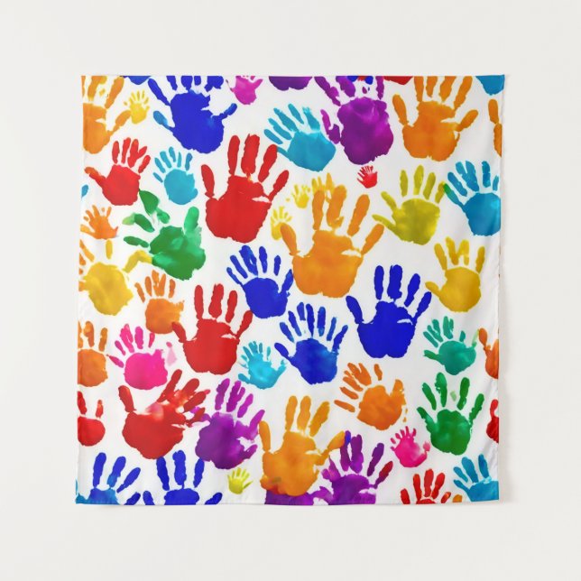 Farbige HandPrint Wandteppich (Vorderseite)