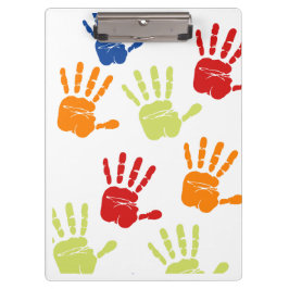 Farbige Handprint-Zwischenablage Klemmbrett
