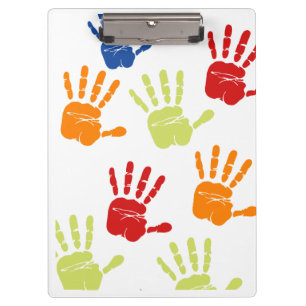 Farbige Handprint-Zwischenablage Klemmbrett