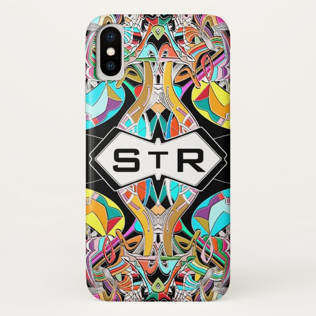 Farbige Handzeichen Abstrakt I Monogramm-Initialen Case-Mate iPhone Hülle (Rückseite)