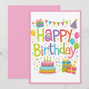 Farbige Happy Birthday-Geburtstagskarte Karte