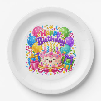 Farbige Happy Birthday Torte Kinderparty Papier Te Pappteller