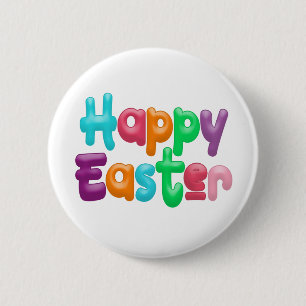 Farbige Happy Ostertypografie Button