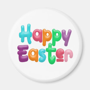 Farbige Happy Ostertypografie Magnet