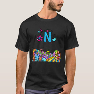 Farbige Hauptstadt Buchstabe N Großbuchstabe N T-Shirt