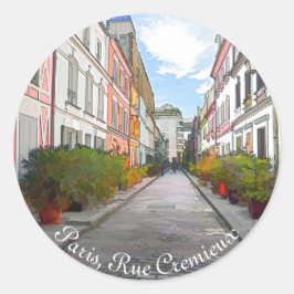 Farbige Häuser in der Rue Cremieux - Paris Runder Aufkleber