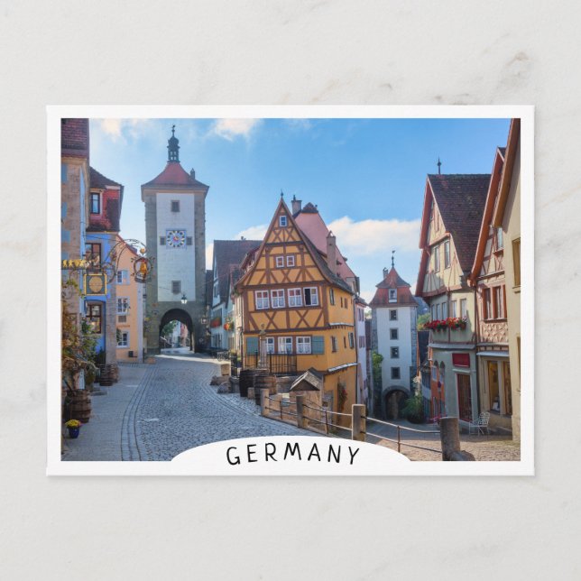 Farbige Häuser in Rothenburg, Deutschland Postkarte (Vorderseite)