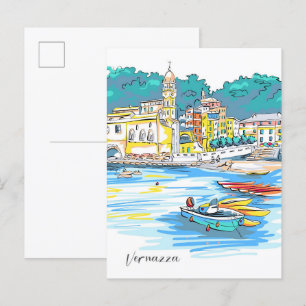 Farbige Häuser in Vernazza Ligury Italien Reise Postkarte