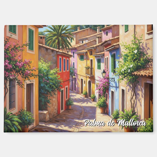 Farbige Häuser Palma de Mallorca Spanien Reise Magnet (Vorderseite)