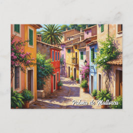 Farbige Häuser Palma de Mallorca Spanien Reise Postkarte