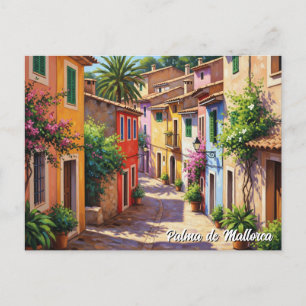 Farbige Häuser Palma de Mallorca Spanien Reise Postkarte